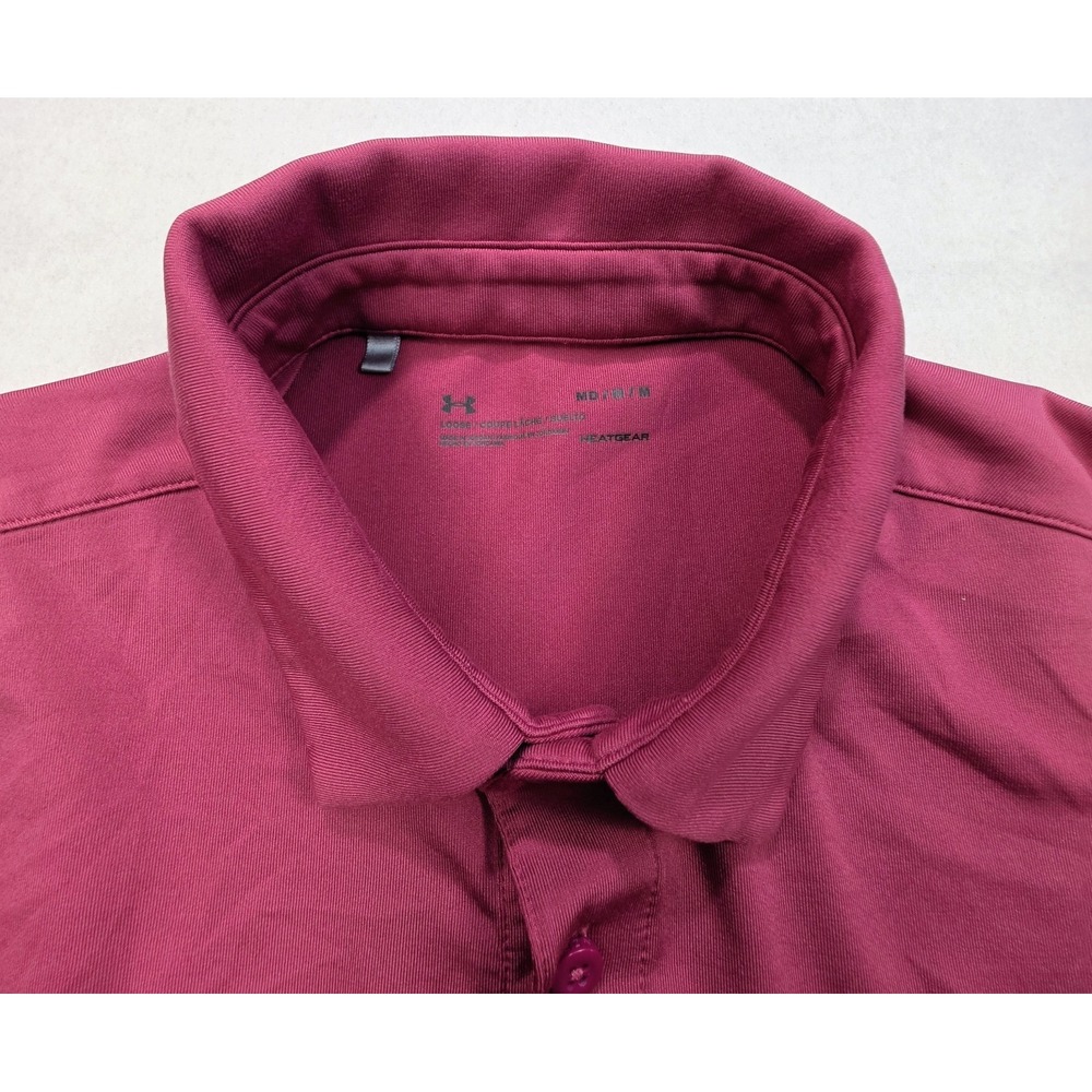 Under Armour Laurel Valley Golf Polo Shirt Mens M LIMITED USE Pink Striped  Golf - Picture 5 of 7